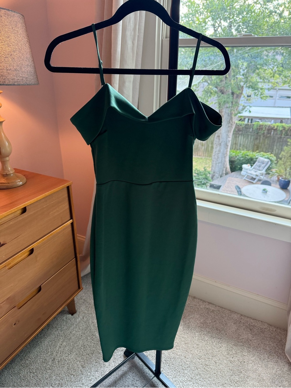 ASOS Dark Green Off-Shoulder Midi Dress